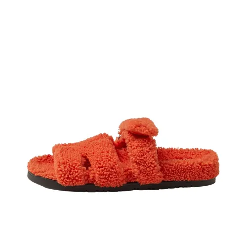 HERMES Chypre Sandal Orange Woolskin Women's