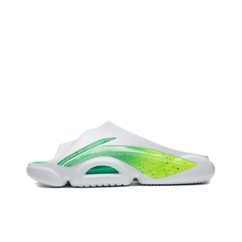 LiNing Speed 8 Quiet Slip Resistant Abrasion Resistant Slide Slippers Men's White Green-0