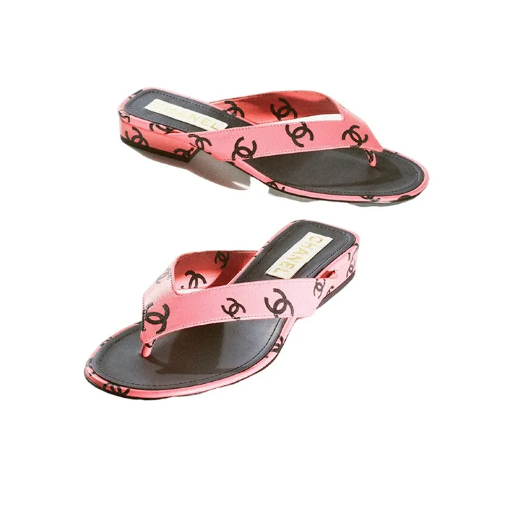 CHANEL Odor-Resistant Flip Flops Women's Pink Black-3