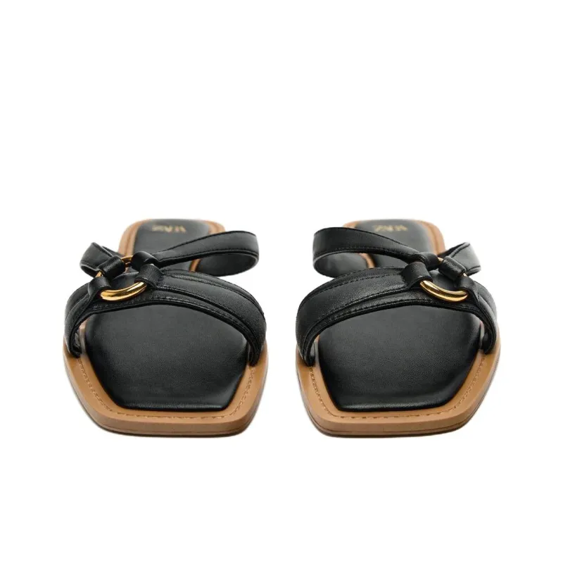ZARA Rubber Sole Quick Dry Slide Slippers Women's Black-3