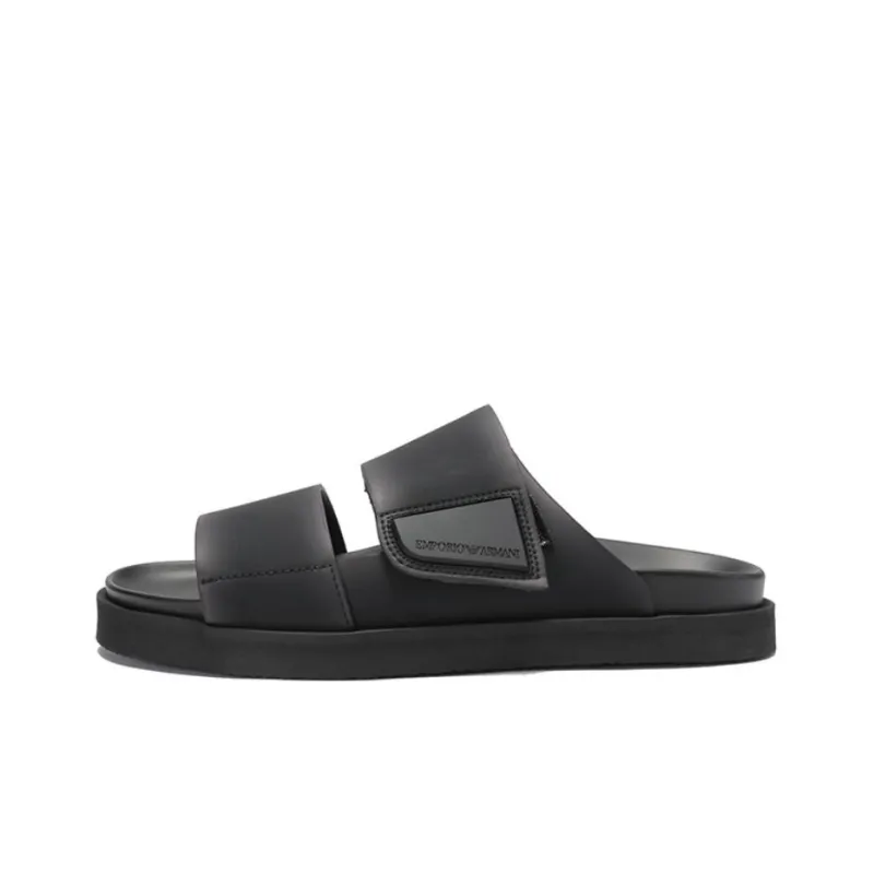 EMPORIO ARMANI Debossed logo Touch strap Slides-0