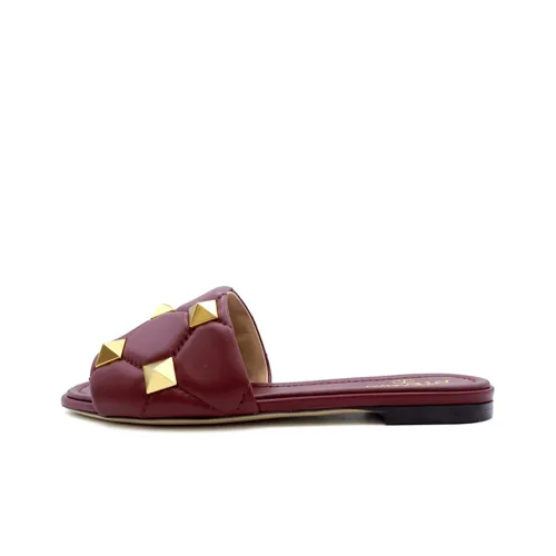 Valentino Roman Stud Slide Slippers Women's Red