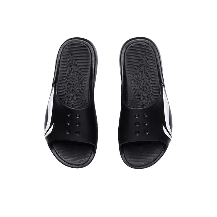 LiNing Rubber Sole Slide Slippers Men's Black White-3