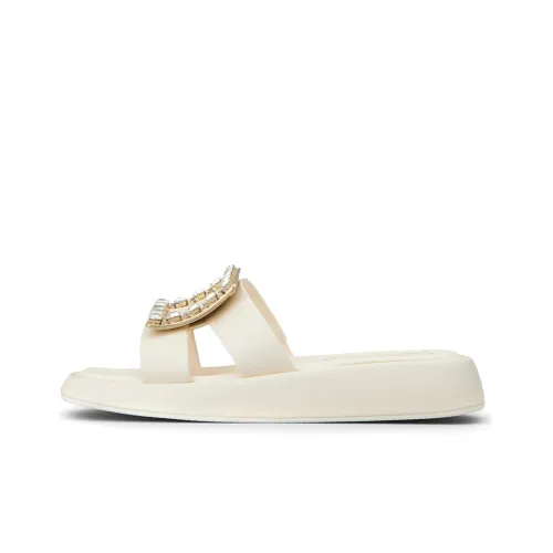 Roger Vivier Slidy Viv' Slide Slippers Women's Apricot Cream