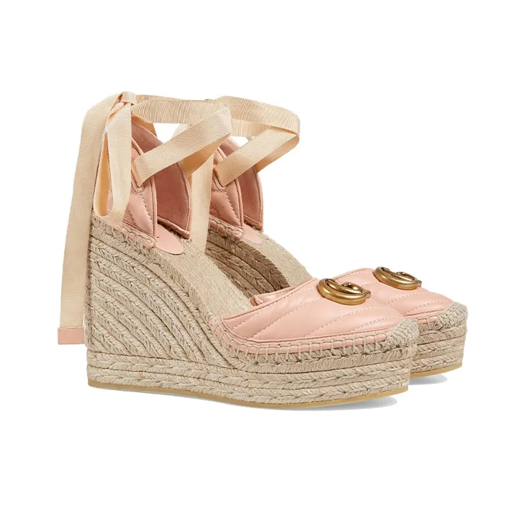 GUCCI GG Marmont Wedge Heel High Heels 12cm Women's Pink-3