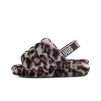UGG Women's Fluff Yeah Slide 'Panther Print   Stormy Grey'