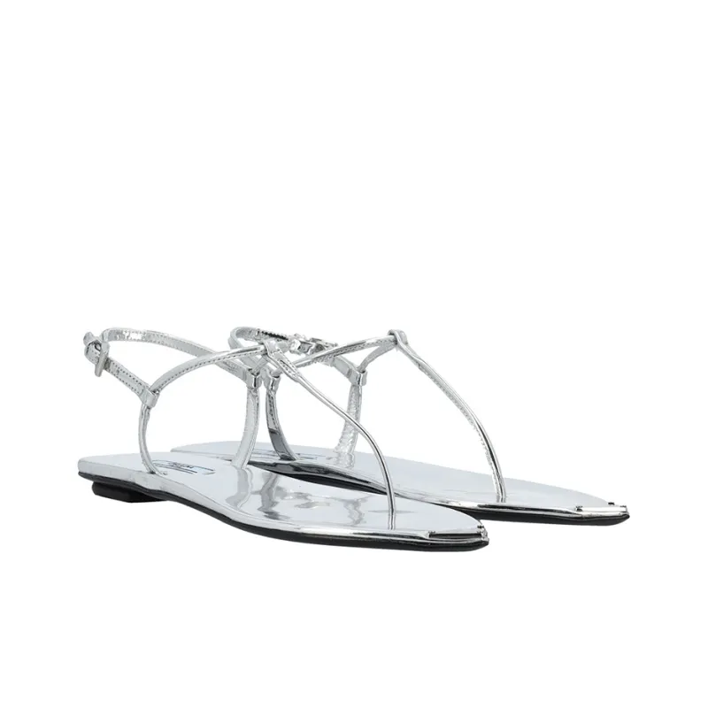 PRADA One Strap Sandals Women's Silver White-1