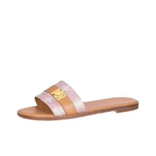 LOUIS VUITTON Lock It Slide Slippers Women's Pink/Brown