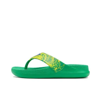 PEAK Rubber Sole EVA Stitching Quiet Slide Slippers Men's Bright Green