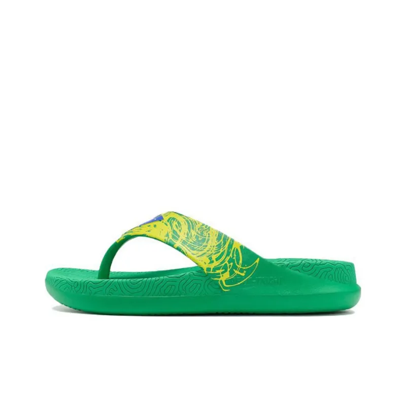 PEAK Rubber Sole EVA Stitching Quiet Slide Slippers Men's Bright Green-0