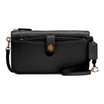 COACH Noa Pop Up Leather Messenger Bag Crossbody Bag Women's Black