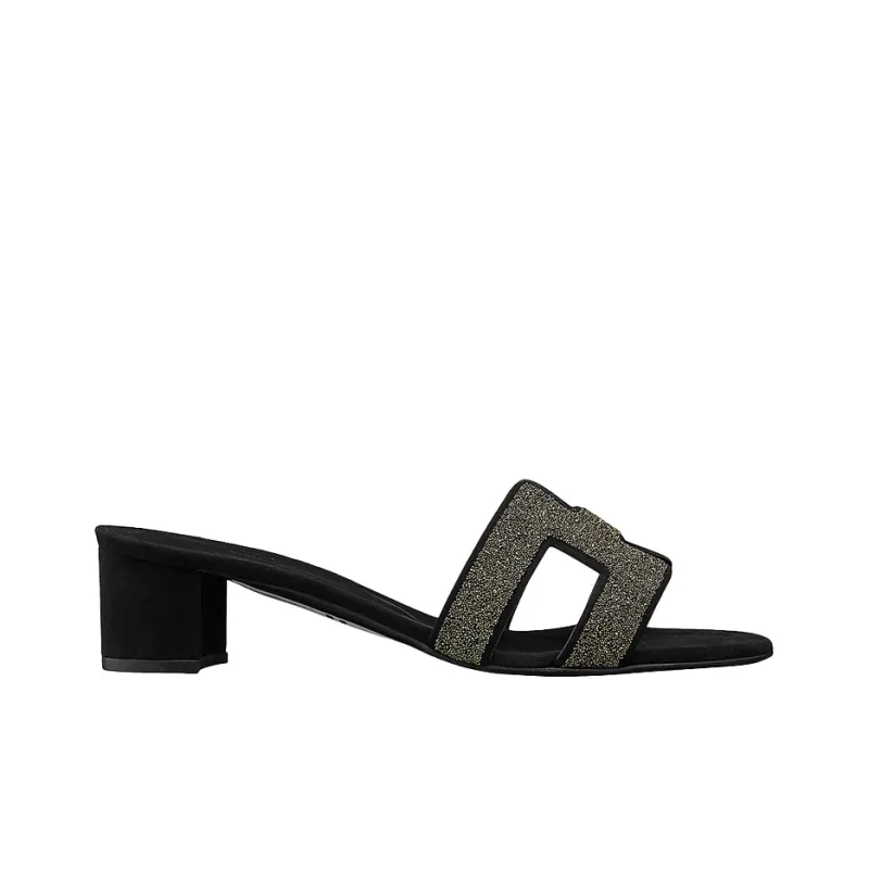 HERMES Oasis Slide Slippers Women's Gilded Black-1