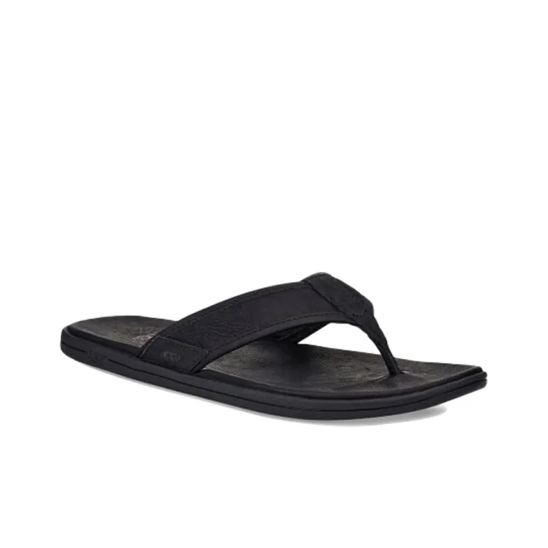 UGG Seaside Flip Leather Cowhide Slipper Black-2