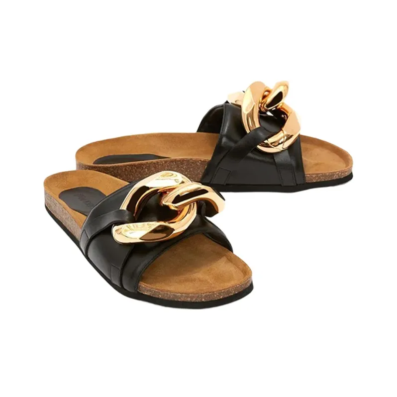 JW Anderson Chain-detail Leather Slides-2