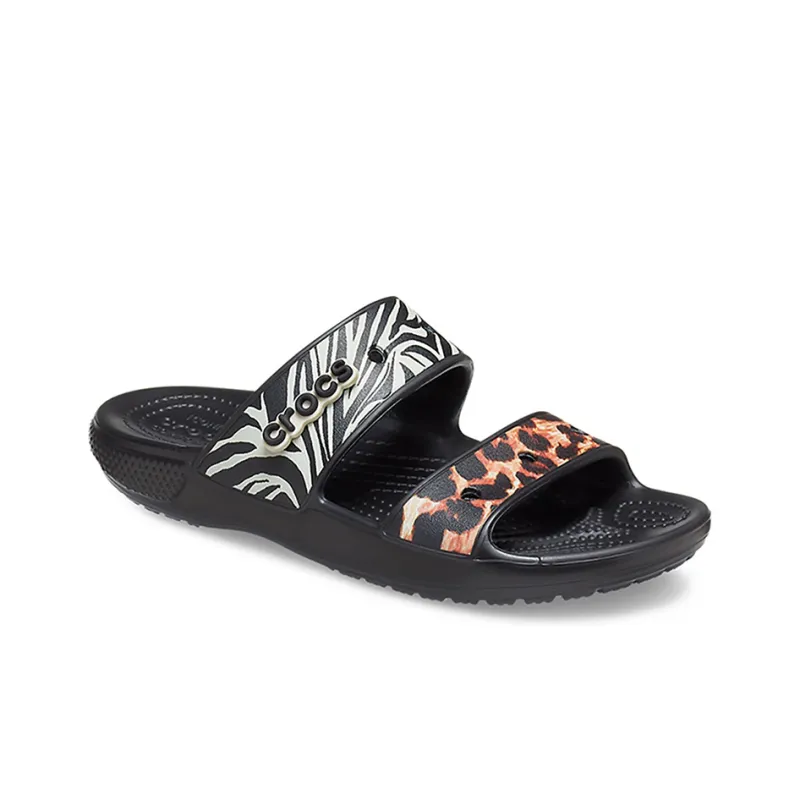 Crocs Classic Clog Cozy Unisex Black Multi Color Slippers 'Black'-2