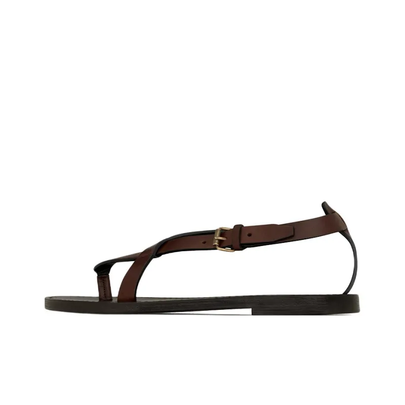 SAINT LAURENT Culver Strap Sandals Women's Brown-0