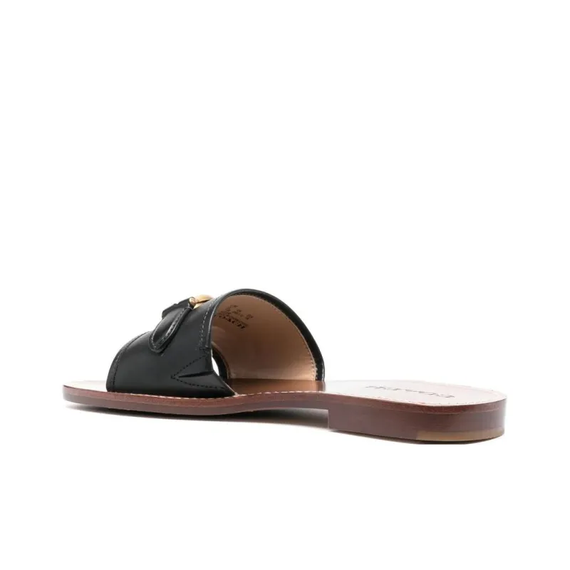 COACH Rubber Sole Quiet Slide Slippers Women's Brown-3