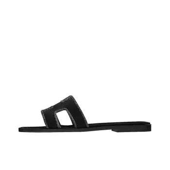 HERMES Oran Slide Slippers Women's Crystal Black