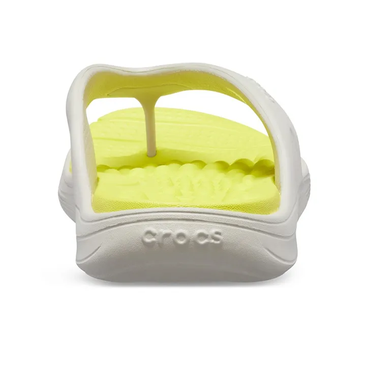 Crocs Reviva Stylish Upper Round Toe Flip Flops 'White Yellow'-5