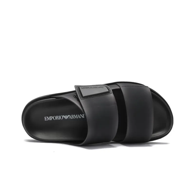 EMPORIO ARMANI Debossed logo Touch strap Slides-4