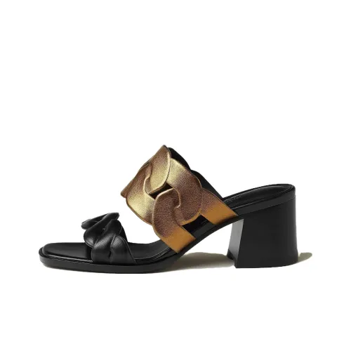 HERMES Gaby Slide Slippers Women's Gold