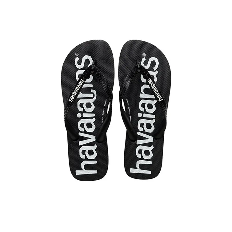 Havaianas Logomania Stylish Sandals Unisex Black White-4