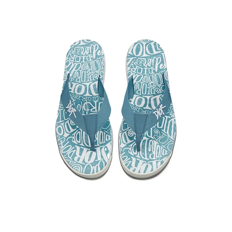 DIOR Shawn Stussy Collaboration Series Flip Flops Men's Blue-4