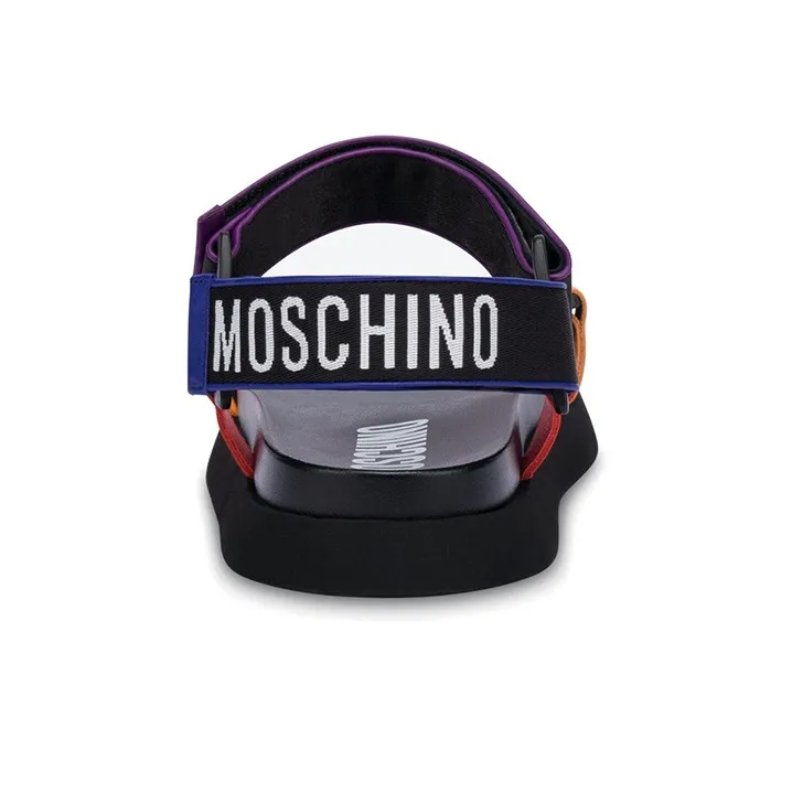MOSCHINO Strap Sandals Men's Black Orange Pink-4