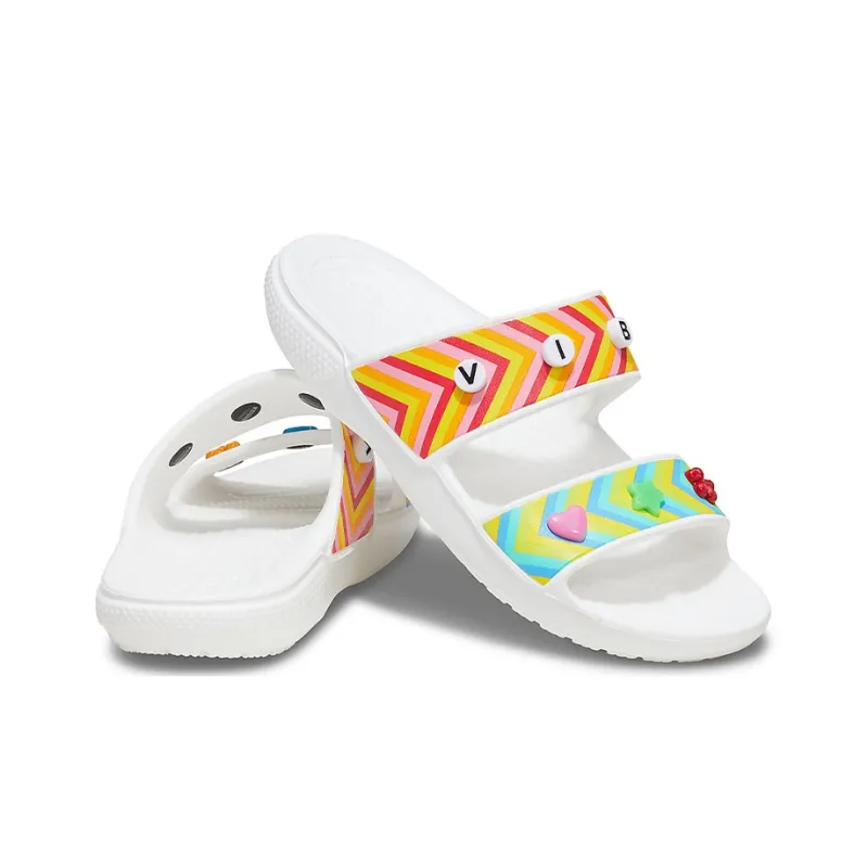 Crocs Classic Clog Slide Slippers Unisex White/Multicolor-5