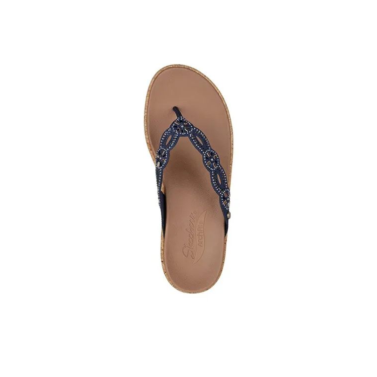 Skechers ARCH FIT BEVERLEE Rubber Sole Quick Dry Slide Slippers Women's Brown Blue-2