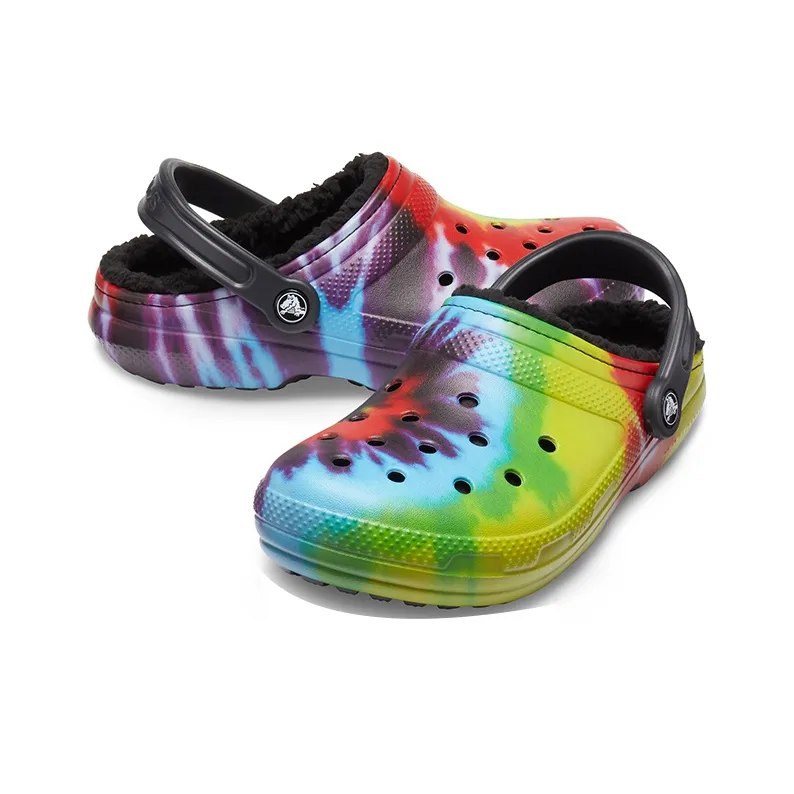 Crocs Classic Tie Dye Stay Warm Cozy Crocs Sports Slippers Unisex Purple Red-3