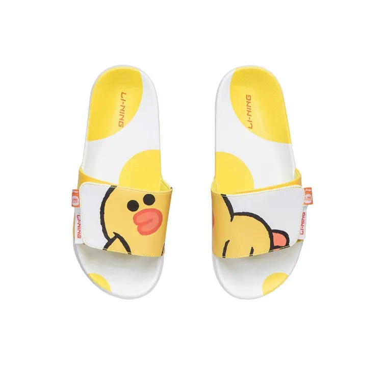 LiNing LINE FRIENDS Rubber Sole Slide Slippers Unisex White Yellow-3