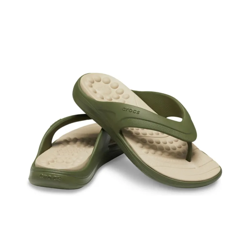 Crocs Antibacterial Quiet Quick Dry Flip Flops Unisex Army Green-3