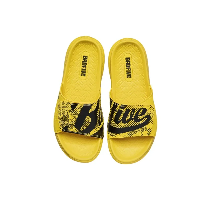 LiNing Badfive Rubber Sole EVA Quiet Slide Slippers Men's Black Yellow-3