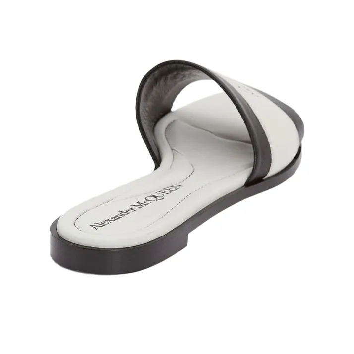 Alexander McQueen Signature Slide Slippers Women's White Black-4