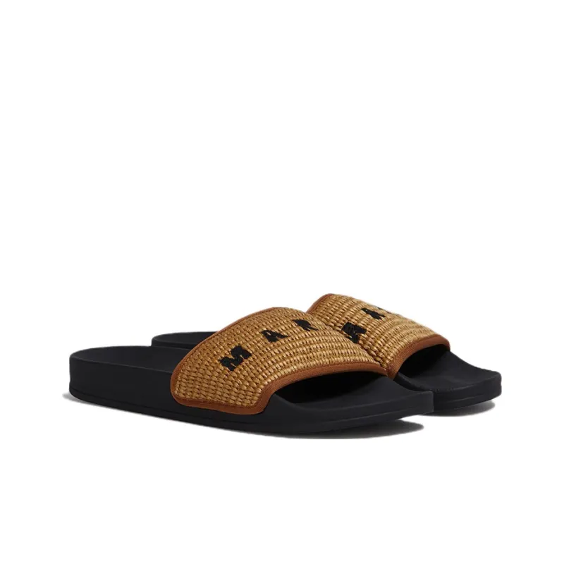 MARNI Slip Resistant Slide Slippers Men's Black Brown-1
