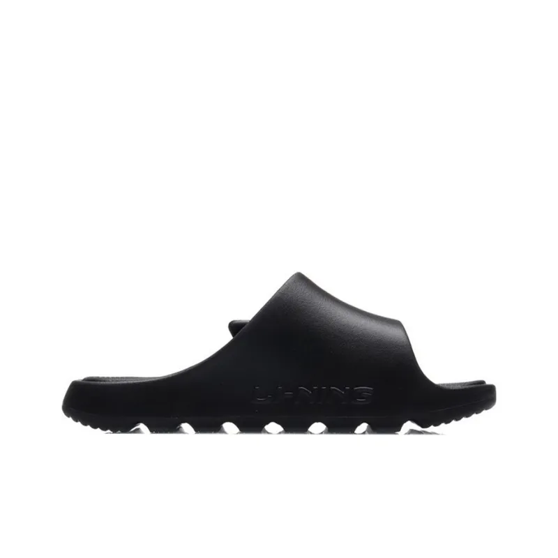 LiNing Rubber Sole Slide Slippers Men's Black White-1