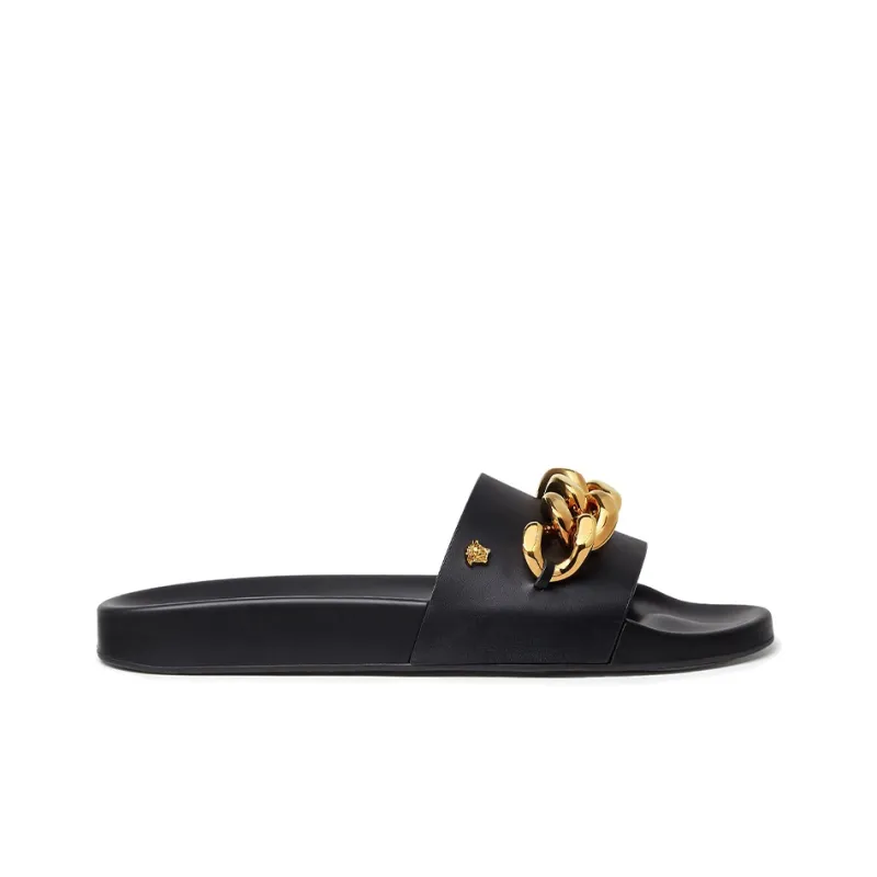 VERSACE Slip Resistant Stylish Sandal Men's Black-1