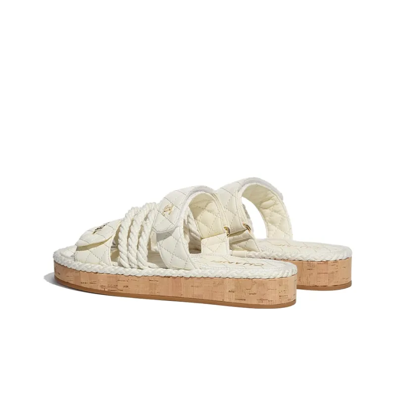 CHANEL Slide Slippers Women's Ivory-3