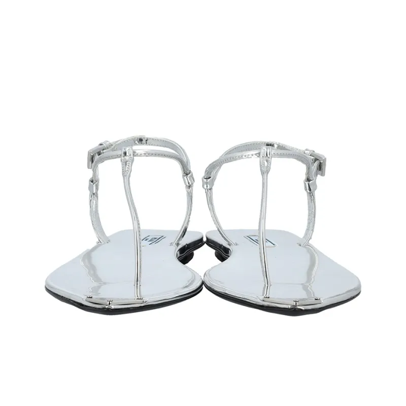 PRADA One Strap Sandals Women's Silver White-4