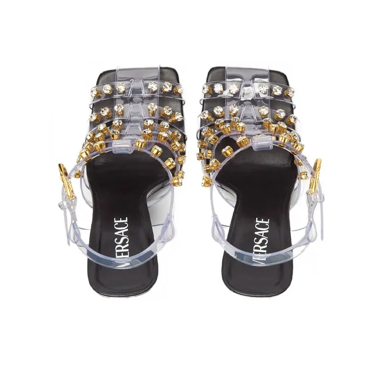 VERSACE One Strap Sandals Women's Black-3
