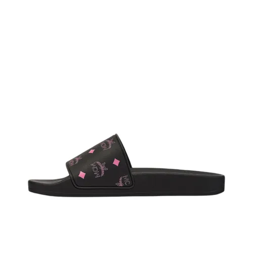 MCM Slide Slippers Women's Black/Pink