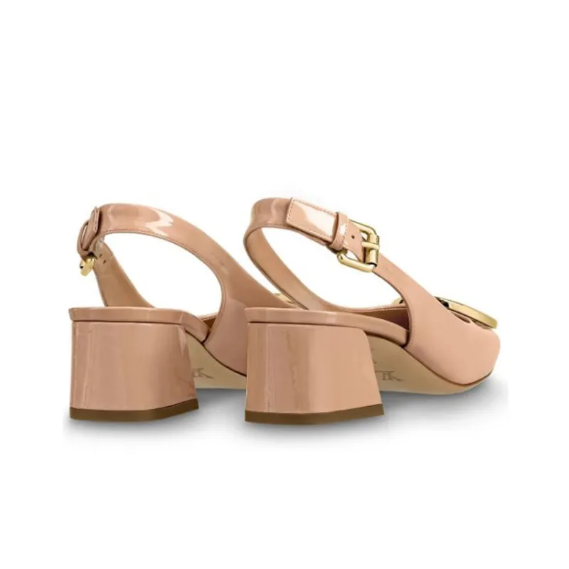 LOUIS VUITTON Madeleine Spool Heel High Heels 6.5cm Women's Nude Pink-4