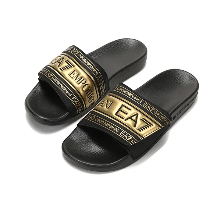 EMPORIO ARMANI EA7 Slide Slippers Men Black/Gold-2