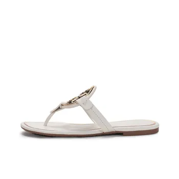 TORY BURCH Miller Metal Slip Resistant Flip Flops Women's White Gold