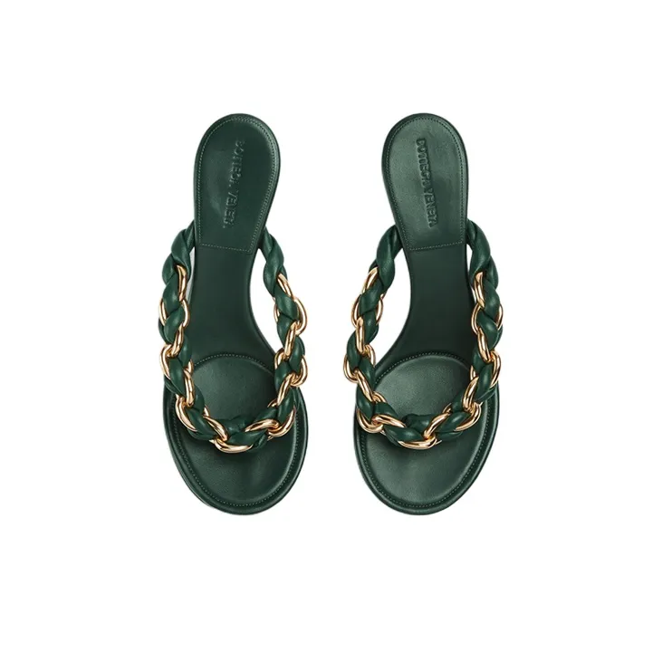 Bottega Veneta Dot Leather Patchwork Odor Resistant Flip Flops Women's Jasper-3