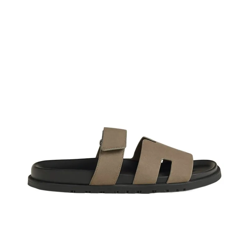 HERMES Chypre Slide Slippers Men's Khaki-1