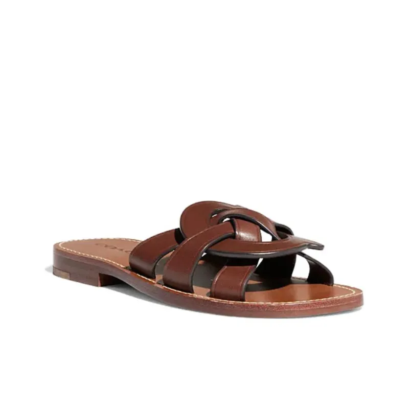 COACH Issaa Leather Flat Sandals-2