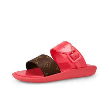 LOUIS VUITTON Sunbath Slide Slippers Women's Coral Red