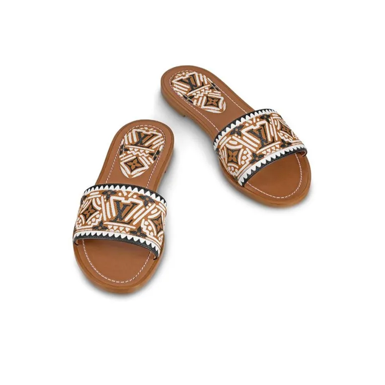 LOUIS VUITTON Crafty Lock It Slides 'Brown Black White' Women's-4